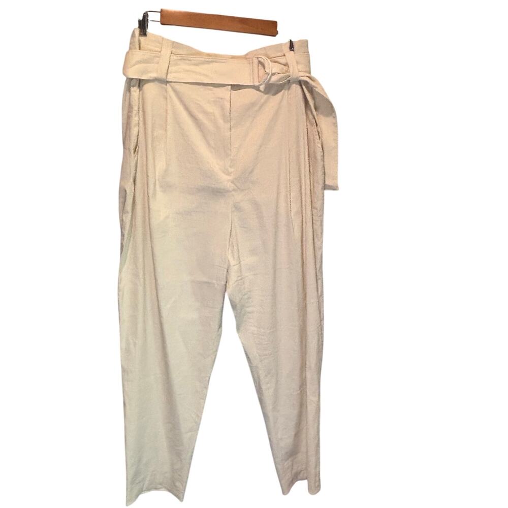 A.L.C. Diego Cream Belted Linen Blend Pant - size 14